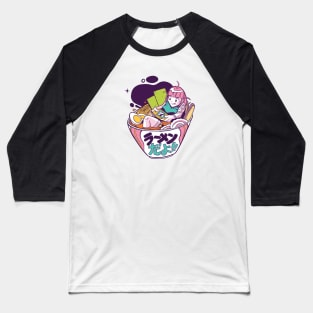 Gamer Girl in a Bowl of Ramen Baseball T-Shirt